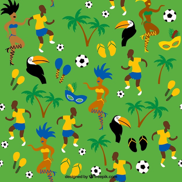 Fotball and carnival dancer pattern