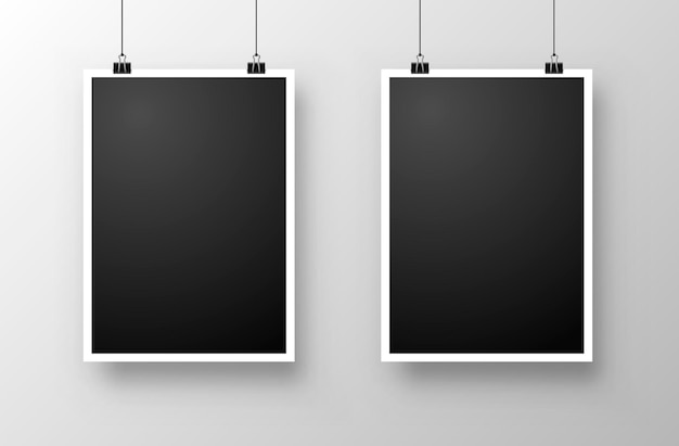 Foto frame hang on the white background. Vector illustration