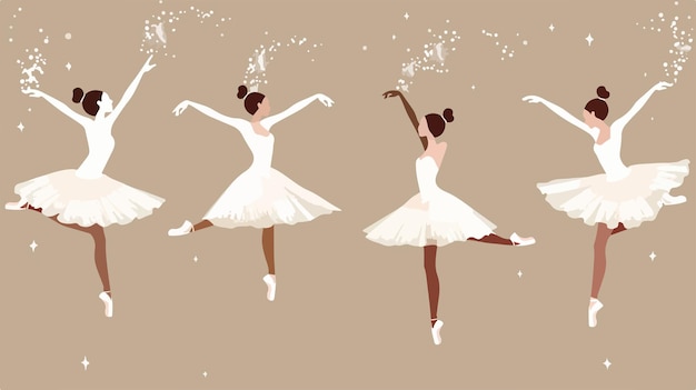 Four Ballerina Girls Vector Illustration