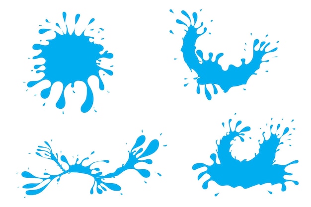 Four blue blots with the word blots on them Collection blue water splashes