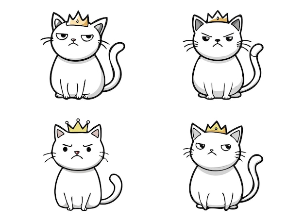 four cartoon cats who wearing crowns