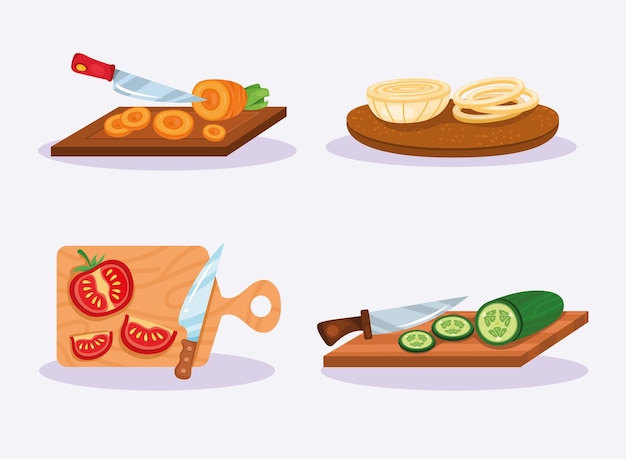 Four chop food icons