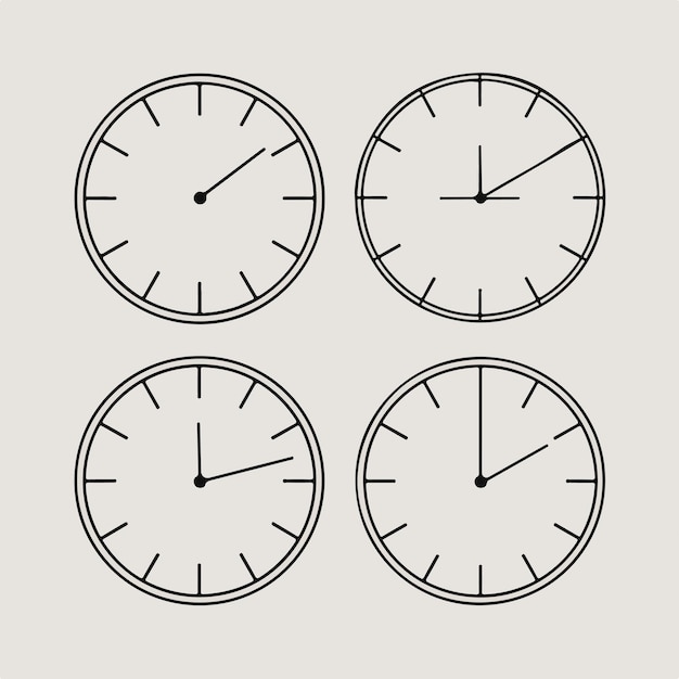 Vector four clocks with different time zones one has the time as 4  30