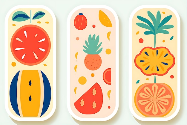 Four Colorful Flat Sticker Designs