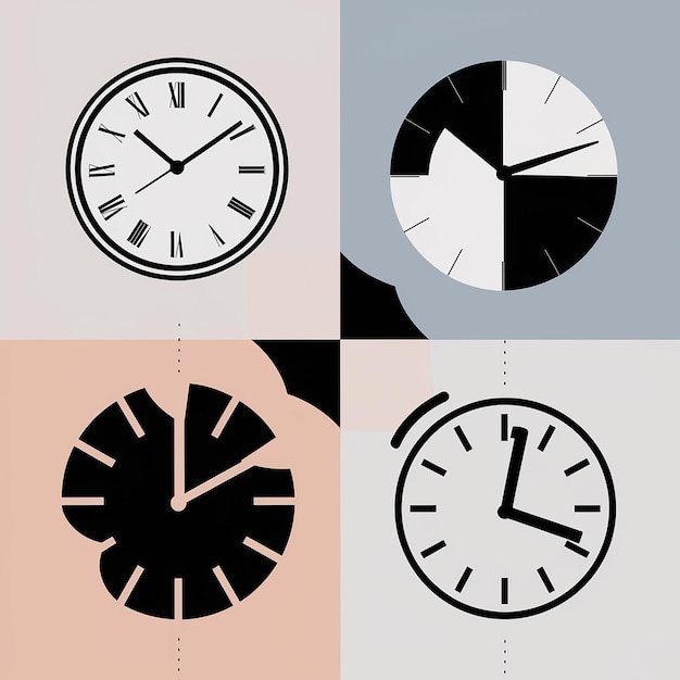 Vector four different clock icons