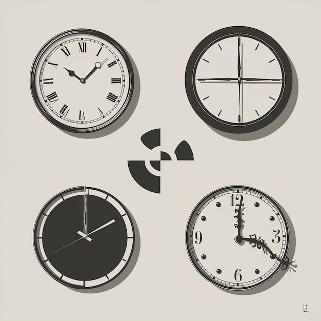 Vector four different clock icons