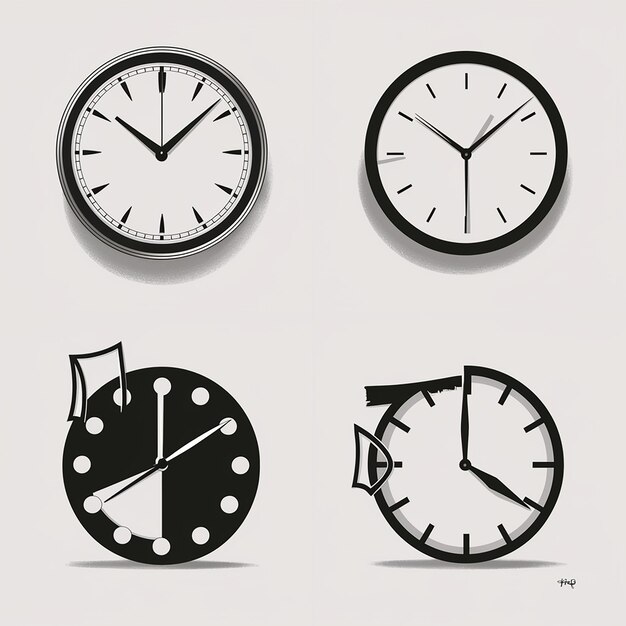 Vector four different clock icons