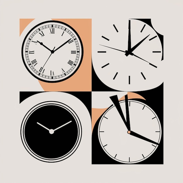 Vector four different clock icons