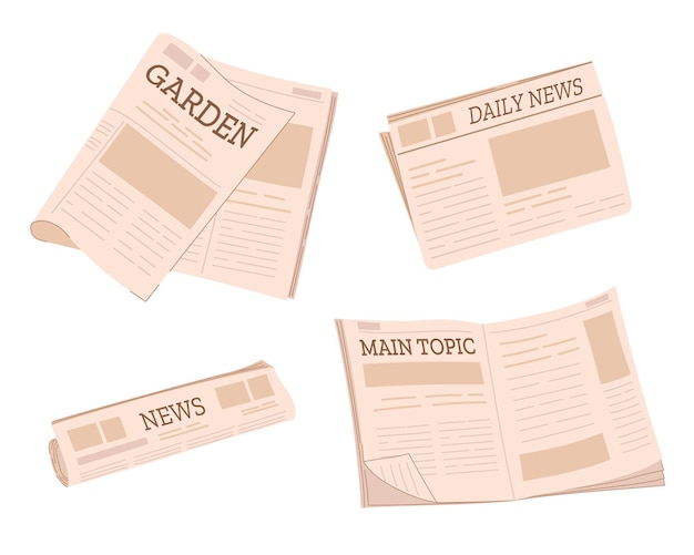 Vector four different types of newspapers with the word main and main news on them.