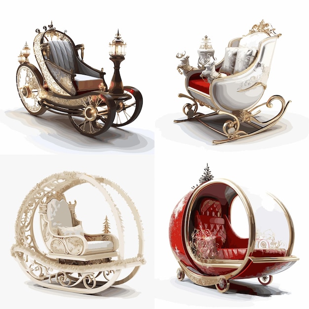 Four different types of sleighs are shown each with a unique design