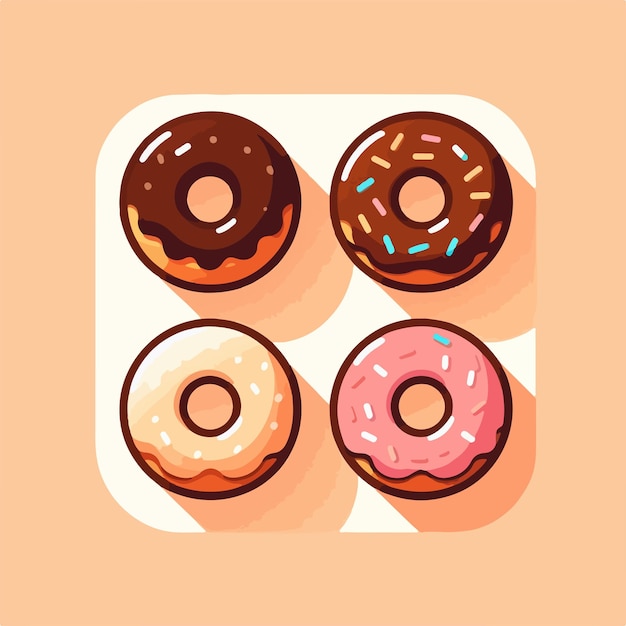 four donuts with different colors