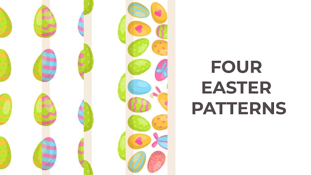 Four Easter pattern Vector illustration of a seamless holiday egg pattern