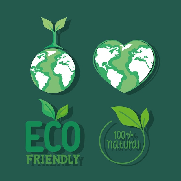 Four eco friendly icons