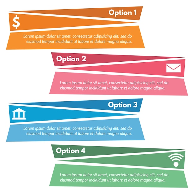 Four elements of infographic design with icons Step by step infographic design template Vector illustrationxA