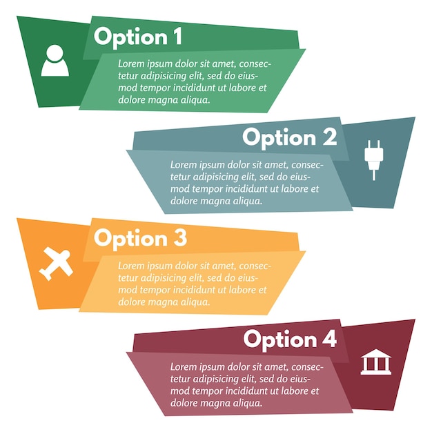 Four elements of infographic design with icons Step by step infographic design template