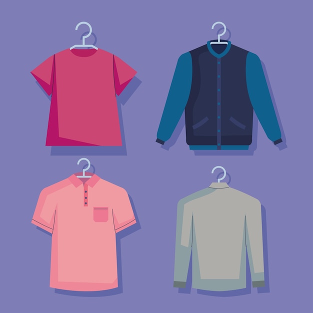 four fashion shopping set icons