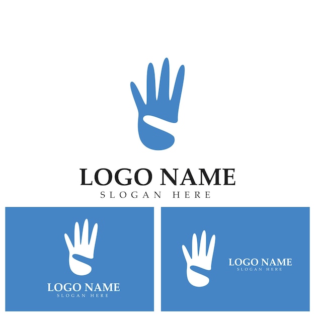 Four finger hand gesture logo vector icon