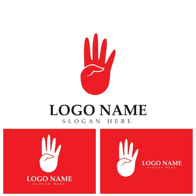 Four finger hand gesture logo vector icon