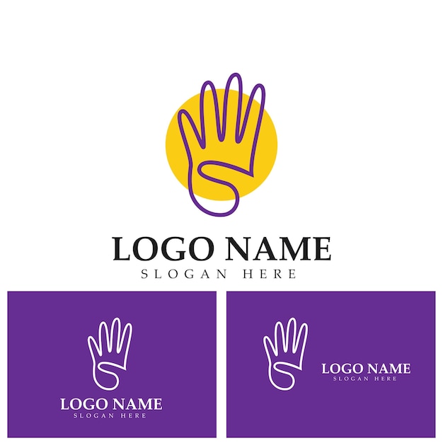 Four finger hand gesture logo vector icon