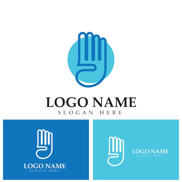 Four finger hand gesture logo vector icon