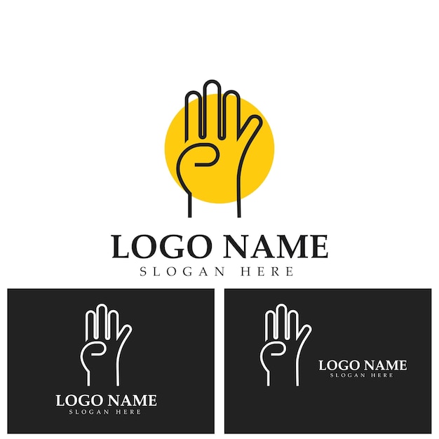 Four finger hand gesture logo vector icon