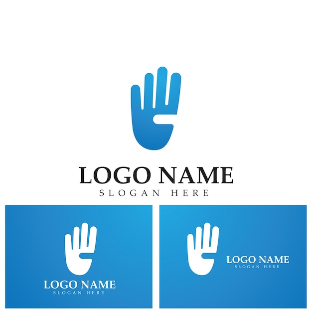 Four finger hand gesture logo vector icon