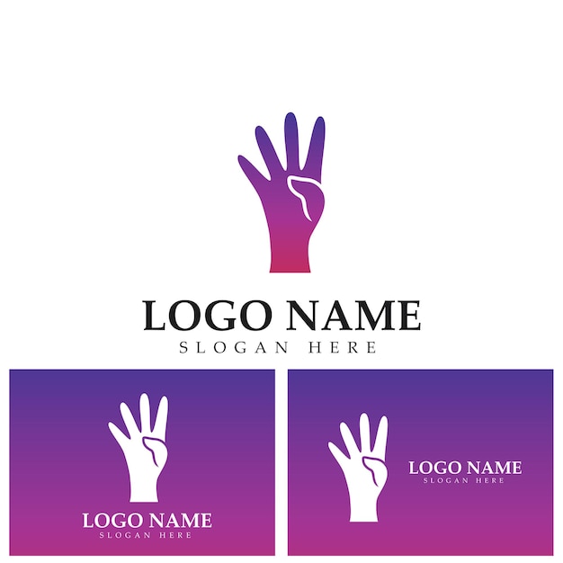 Four finger hand gesture logo vector icon