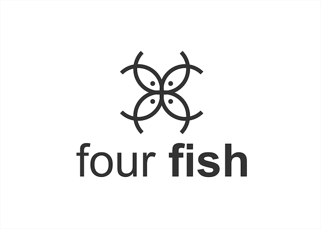 four fish logo design vector illustration