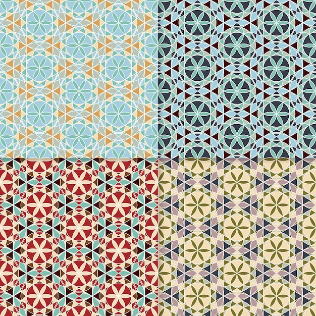 Four geometric seamless patterns Can be used on textiles wallpapers background for cards