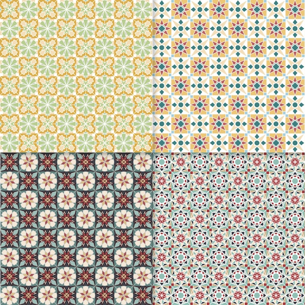 Four geometric seamless patterns Can be used for textiles wallpapers card backgrounds