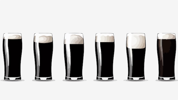 Vector four glasses of beer are lined up with one that says  beer