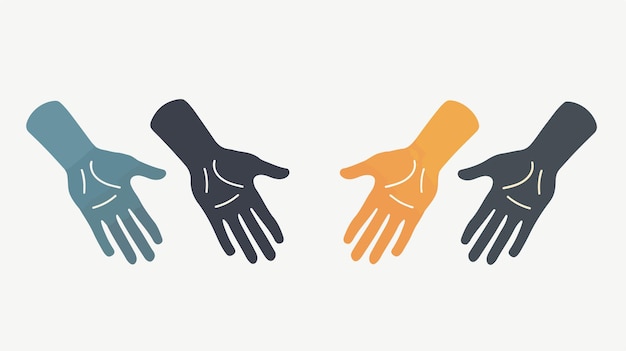 Four of Hands Icons and Symbols Flat Vector Isolated