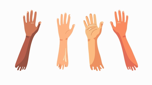 Vector four hands showing different gestures isolated