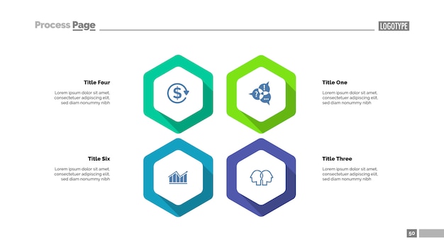 Four hexagon infographics. Template for cycle diagram, process chart, presentation