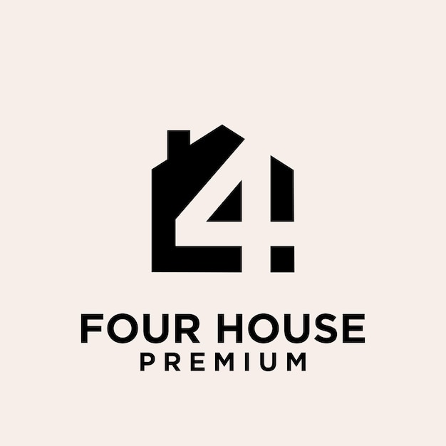 Vector four house letter logo icon design illustration template