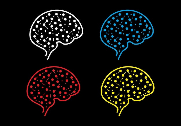 Four Human brain dots illustration design