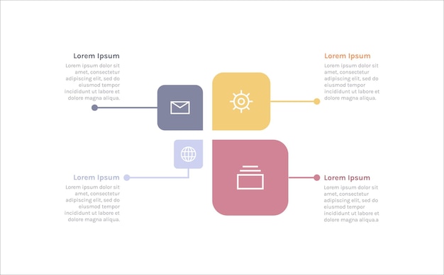 Four infographic and presentation layout process diagram flowchart flat vector illustration