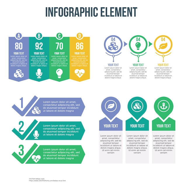 four infographic template with checklist and pricelist theme