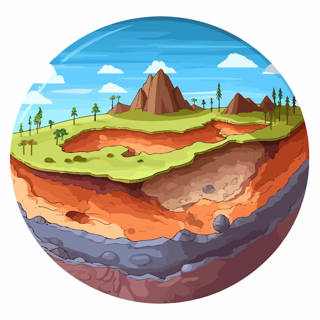 Vector four layers of the earth vector illustration