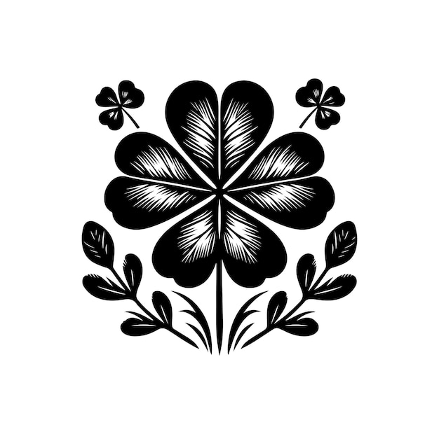 Four leaf clover icon vector illustration Black icon isolated on white background silhouette