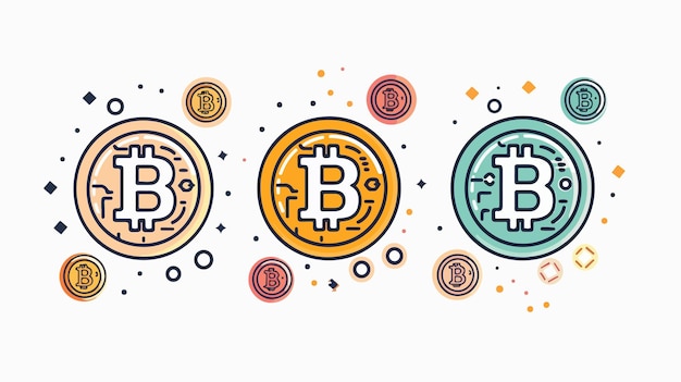 Four Line Stroke Vector Bitcoin Cryptocurrency