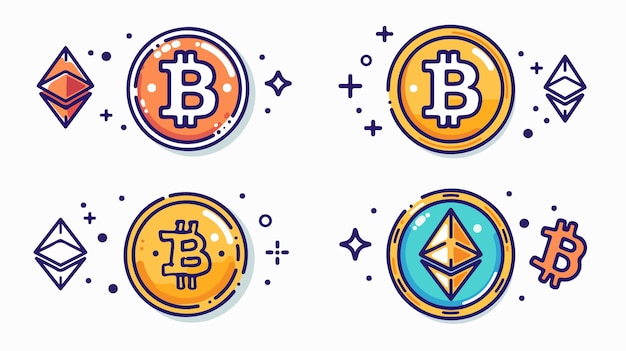 Four Line Stroke Vector Bitcoin Cryptocurrency