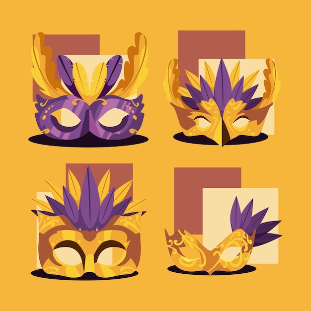 Four mardi gras masks