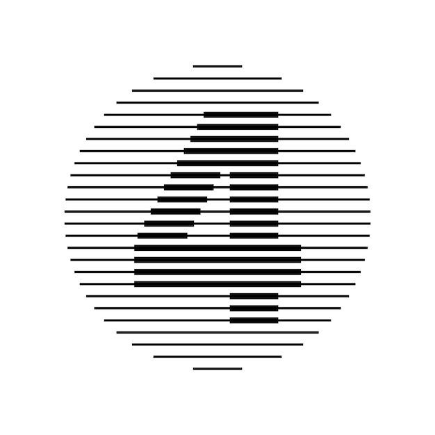 Vector four number round line abstract optical illusion stripe halftone symbol icon