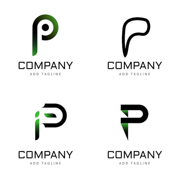 Four P COMPANY logos in greenblack ready for taglines