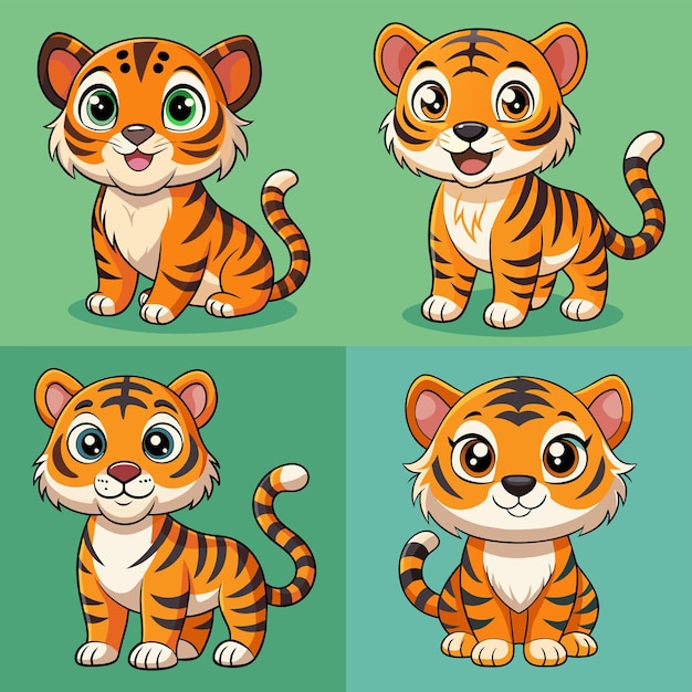 four pictures of tiger with different pictures of tiger