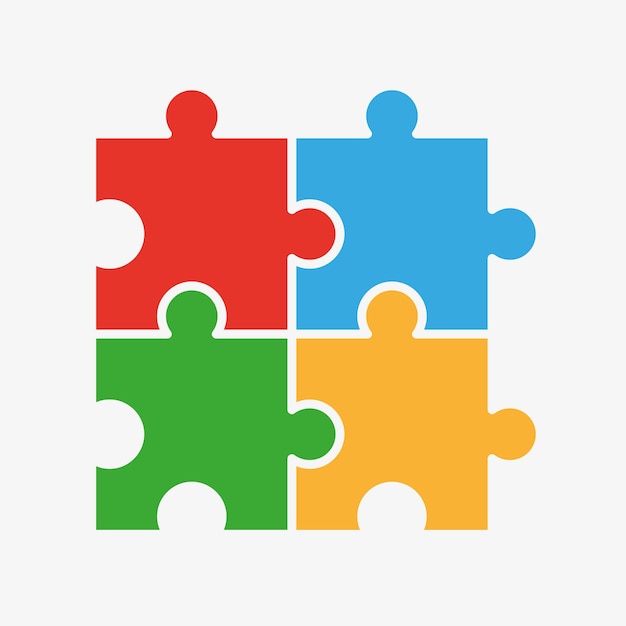 Four pieces of puzzle together vector icon