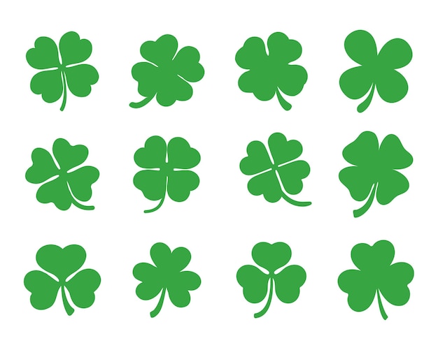 Four pointed and three pointed clover green vector For decoration in st.patrick's day.