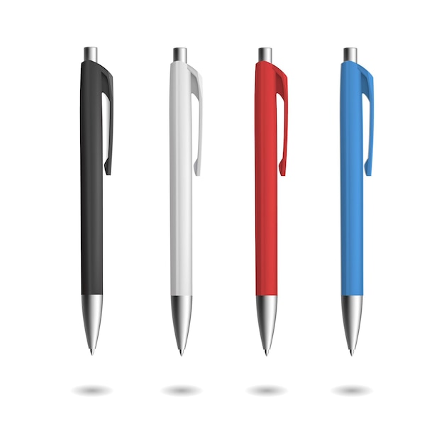 Four realistic pen for identity design