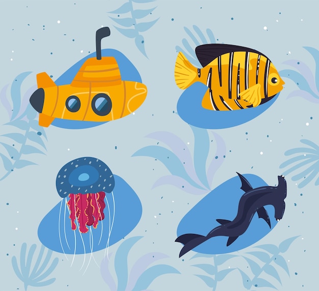 Four sea life icons